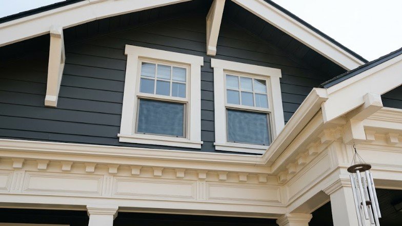 high contrast trim small house facade